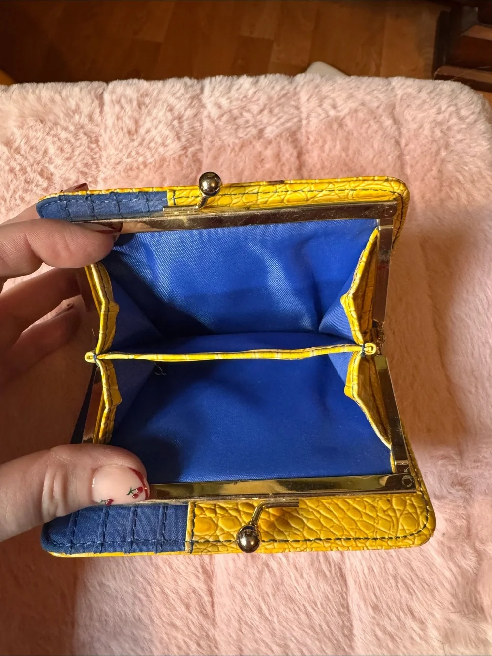 Jessica Simpson Yellow Embossed Wallet with Multicolor Stitching